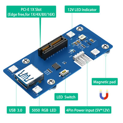 8x 58cm Mini PCI E Adapter 22cm Pcie 1x Riser With Magnetic Foot Pads