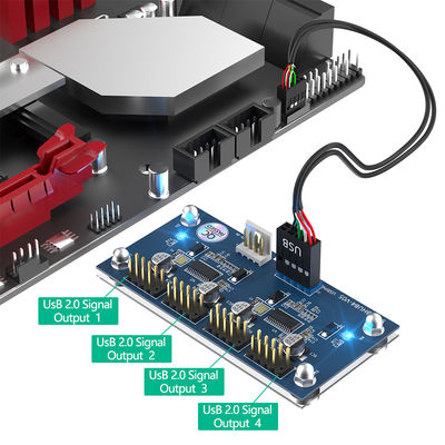 9Pin USB Hub PCB Adapter card Extension Motherboard Male 1 To 4 Female