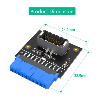 Vertical USB 3.1 Type E Adapter 19 Pin Front Panel Socket