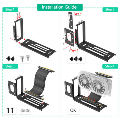 16x Vertical  PCI E Riser Card  Screw Fixed Graphics Card Holder Extension Cable