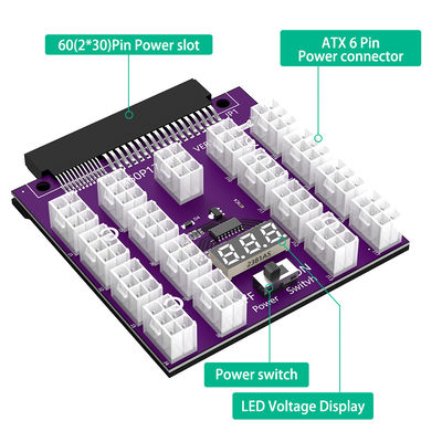 12V 17x 6 Pin Breakout Board Computer Power Supply Adapter For Ethereum