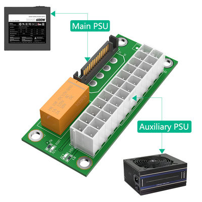 Dual PSU Adapter ATX 24Pin to 4Pin SATA Power Sync Starter Card Extension Cable ADD2PSU Riser