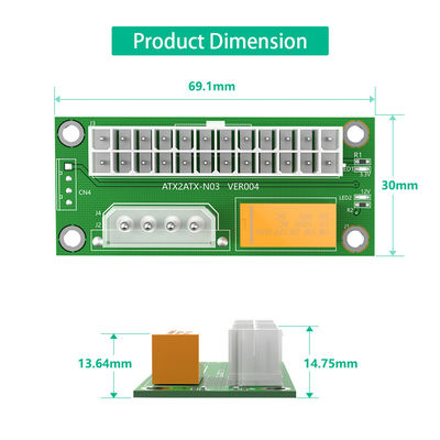 ATX2ATX-N03 Dual PSU Adapter ATX 24Pin to 4Pin SATA Power Sync Starter Card Extension Cable Riser Adapter