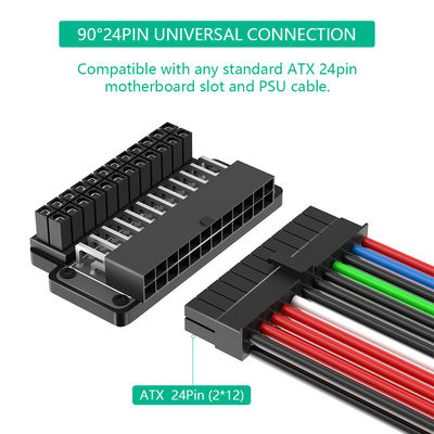 ATX 24Pin Female To 24pin Male 90 Degree Power Adapter With Power OK And Stand By LED And ABS Plastic Top Cover
