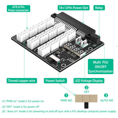 ATX 12x 6Pin Power Supply Breakout Adapter PSU Breakout Board
