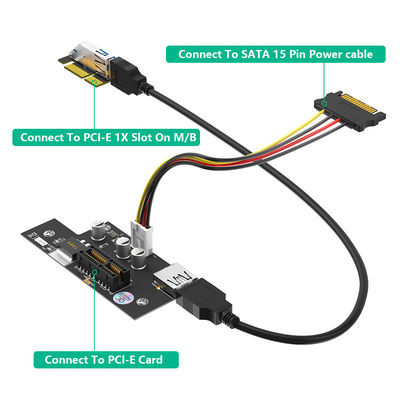 GPU PCI Express 1X To 1X 4x 8x  X16 Riser Card Extender With Magnetic Foot Pads