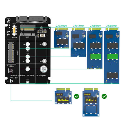 2 In 1 Combine M.2 NGFF Key B & MSATA SSD To SATA3 Adapter LED Indicates Power Status
