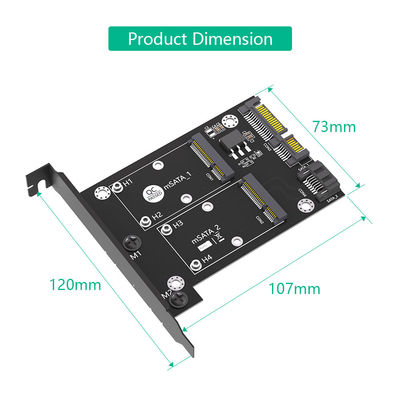 MSATA Hard Disk Application Dual SATA3 Converter Adapter Card with Full Height Bracket