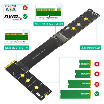 90 Degree Right Angle M.2 NVME SSD Extension Cable with High Speed Data Transmission and 64Gbps Transfer Rate