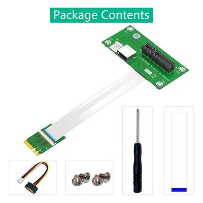 M.2 NGFF Key A/E to PCI-E Express X4+USB Riser Card with High Speed FPC Cable and Magnetic Pad for Easy Plug and Play Installation