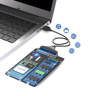 2 in 1 M.2 NGFF Key B & mSATA SSD to SATA3 Adapter Supports NGFF M.2 Key B SATA SSD and 4 Sizes with Hi-Speed 6Gbps Interface