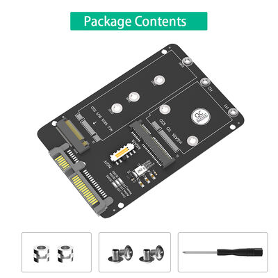 2 in 1 M.2 NGFF Key B & mSATA SSD to SATA3 Adapter Supports NGFF M.2 Key B SATA SSD and 4 Sizes with Hi-Speed 6Gbps Interface