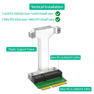 Mini PCI-E/mSATA Adapter with Vertical Installation Pin to Pin Design and Plastic Support Frame for 3G/4G WWAN LTE GPS and MSATA Card