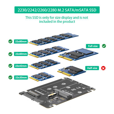 M.2 NGFF to SATA3 Adapter with Plastic Enclosure Supports 2280/2260/2242/2230 mm M.2 SSD Transparent to OS and Hi-Speed SATA3/6Gbps