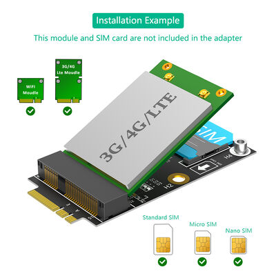 Mini PCI-E to M.2 NGFF Adapter with SIM Card Slot for High-Speed WiFi/WWAN/LTE Module Support