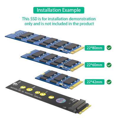 High Speed M.2 NGFF Adapter for PCI-E SSD with 6 Months Warranty Supports 2242/2260/2280 SSD
