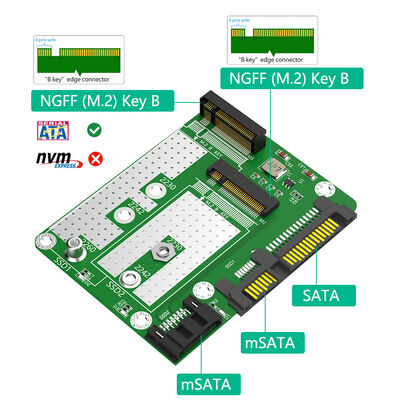 Dual M.2 SSD to Dual SATA3 Adapter with 2230/2242/2260 Compatibility for Computers and Laptops