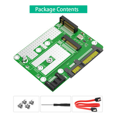 Dual M.2 SSD to Dual SATA3 Adapter with 2230/2242/2260 Compatibility for Computers and Laptops