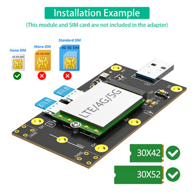 M.2 to USB 3.0 Adapter with Dual NANO SIM Card Slot for High Speed 3G/4G/5G Module