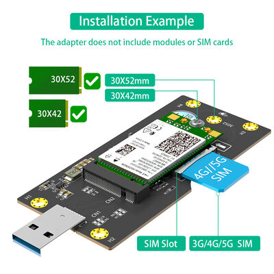 M.2 to USB 3.0 Adapter with SIM 8pin Card Slot for 3G/4G/5G Module Support