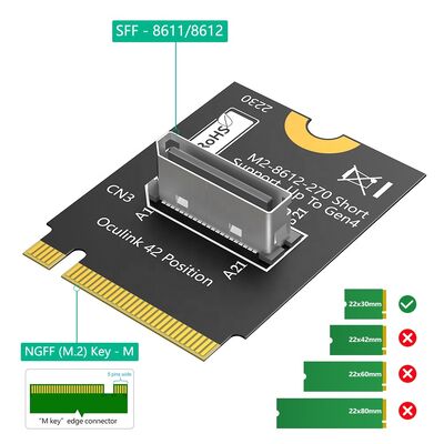 M.2 NVMe PCIe 4.0 X4 to SFF-8612 OcuLink Adapter for 2230 M-Key SSD and eGPU