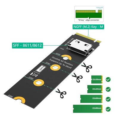 M.2 NVMe PCIe 4.0 X4 to OcuLink SFF-8612 4i Host Adapter with 64Gbps Data Transfer for SSD and eGPU