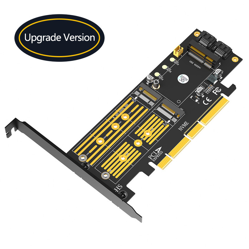 3 في 1 Msata و M.2 NGFF NVME SATA SSD إلى PCI-E 4X و SATA3