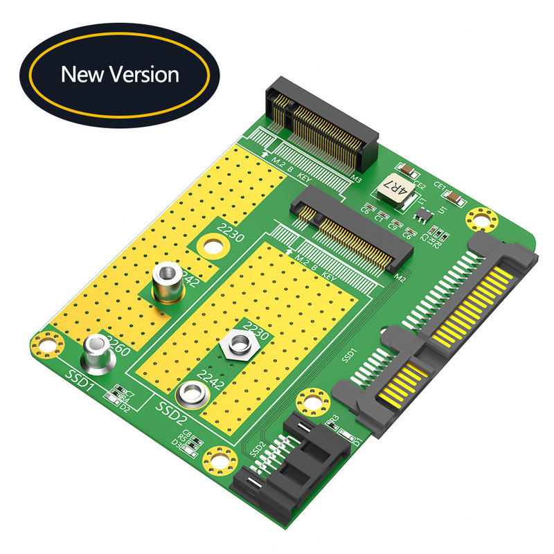 SATA 3.0 22PIN واجهة إلى 2 x NGFF M.2 Key-B Key B + M SATA بطاقة تحويل محول SSD مع كابل بيانات SATA 7Pin