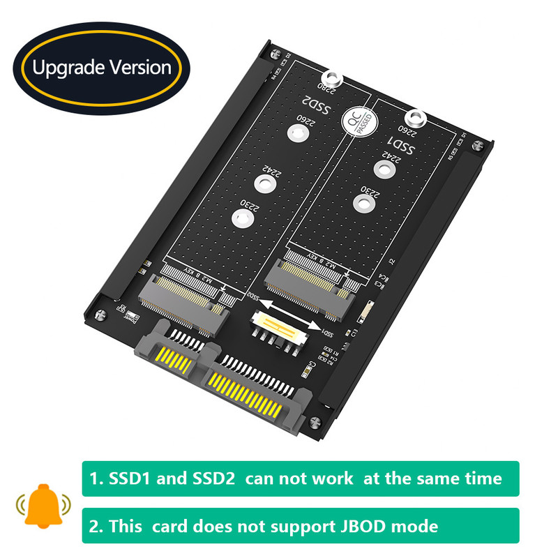 مزدوج M.2 B Key / B&M Key SSD إلى 2.5 "SATA III مع STA 2.5 بوصة إطار دعامة