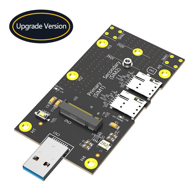 محول NGFF M.2 إلى USB 3.0 مع فتحة بطاقة SIM مزدوجة نانوية لوحدة 3G / 4G / 5G