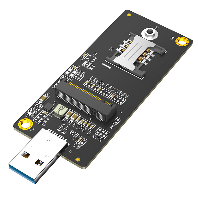 NGFF(M.2) مفتاح B إلى محول USB 3.0 مع فتحة SIM 6pin لوحدة WWAN / LTEالبث عالي السرعة دون تأخير