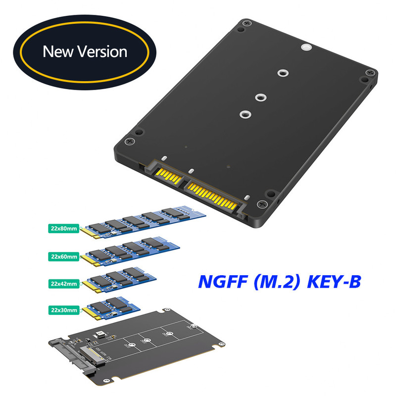 M.2 SSD إلى 2.5 SATA الحجرة، B & M مفتاح SATA محول SSD إلى 2.5 بوصة SATA 3.0 بطاقة مع 7mm صندوق بلاستيكي