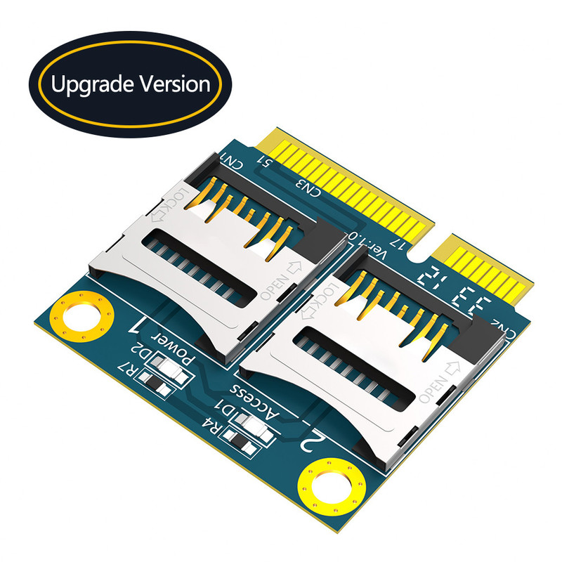 Dual TF Micro SD Card To Mini PCI-E Express With Half Bracket Memory Card Reader Adapter