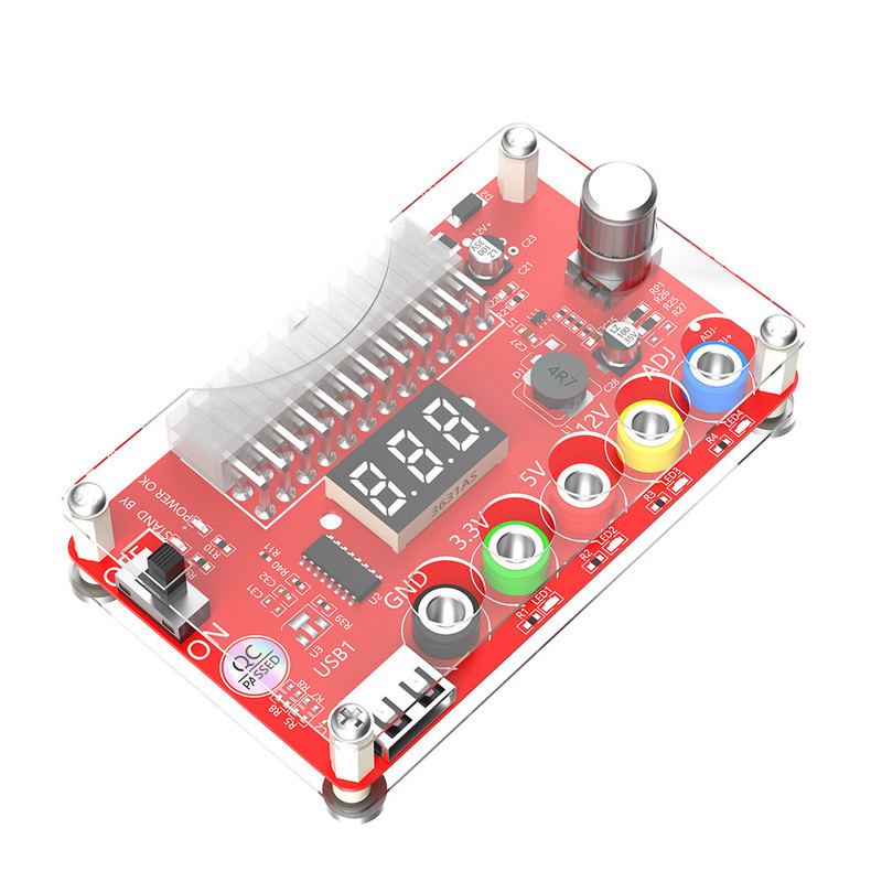 ATX Power Supply Breakout Board and Acrylic Case Kit Set for Easy Installation