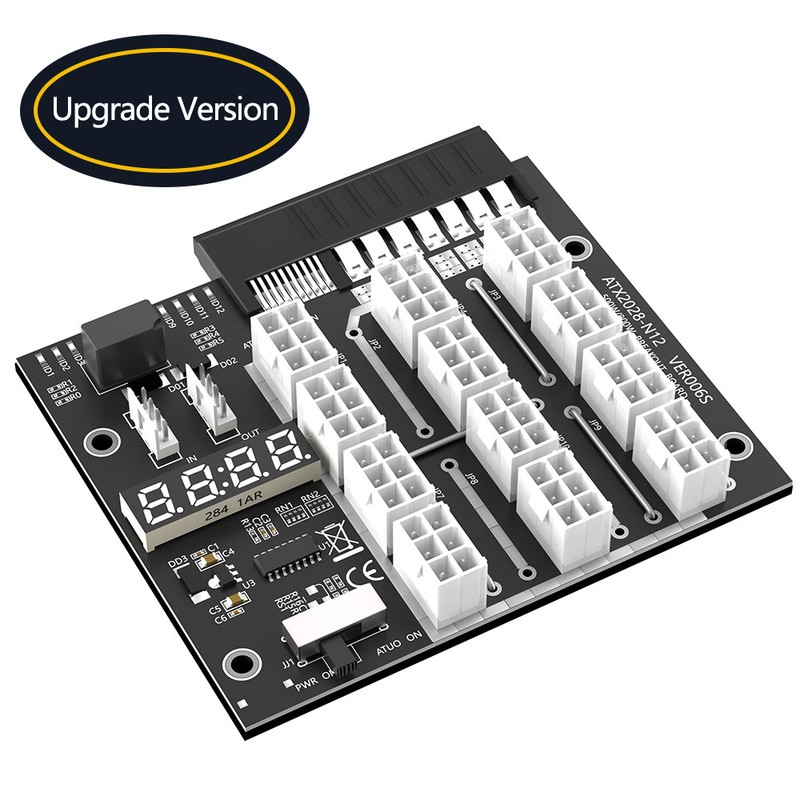HP power adapter with 12 12V ATX6PIN power ports and 2 4PIN power ports, pressure regulator interface with voltage LED display and power switch