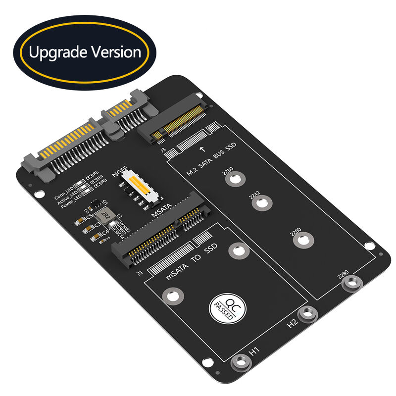 2 in 1 M.2 NGFF Key B & mSATA SSD to SATA3 Adapter Supports NGFF M.2 Key B SATA SSD and 4 Sizes with Hi-Speed 6Gbps Interface